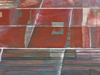 3 Fragmente 8 annhoff Ziegel Rot 41 2017 70x160cm Leinwand Pappen Öl 72