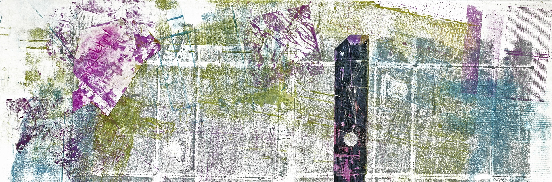 9 Antraege 6 annhoff A 8 abgelehnt 2016 40x120cm Monotypie Collageelemente 72