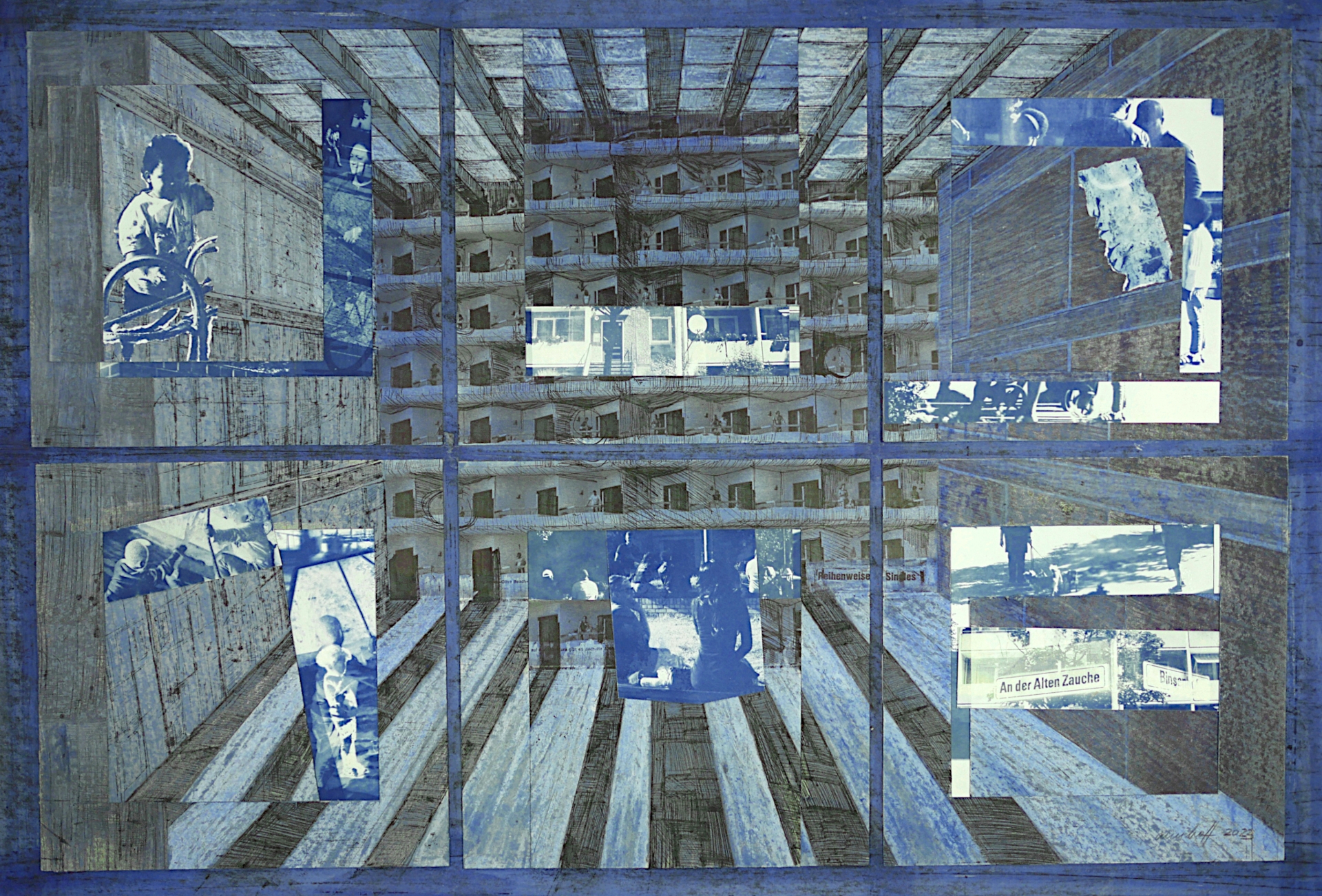 Annhoff Schlaatz Metamorphosen BLAUE STUNDEN 2023 70x100cm Montage